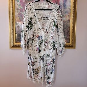 Anthropologie Ivory Floral Lace Cover-Up